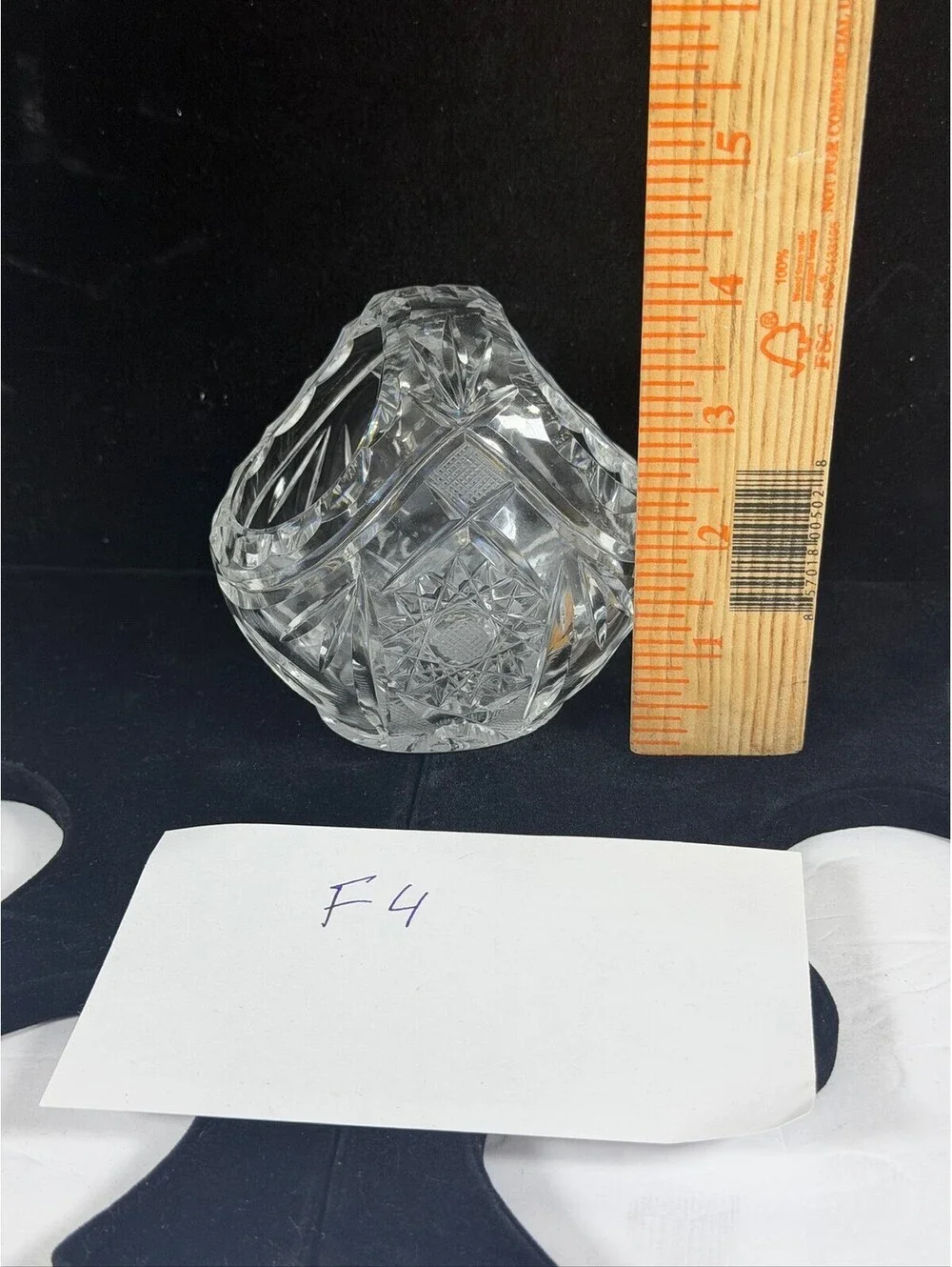 Vintage Clear Cut Glass Crystal Basket Bowl F4 Storage Location